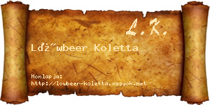 Löwbeer Koletta névjegykártya